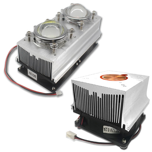 大功率led灯珠芯片散热器铝材带风扇透镜20W30W50W100W铜芯导热器