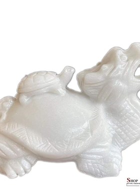 天然白玉龙龟摆件纯手工家居客厅电视柜酒柜玄关书柜装饰工艺品