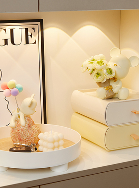 奶油风进门入户玄关收纳盒摆件家居客厅抽屉钥匙杂物储物盒装饰品