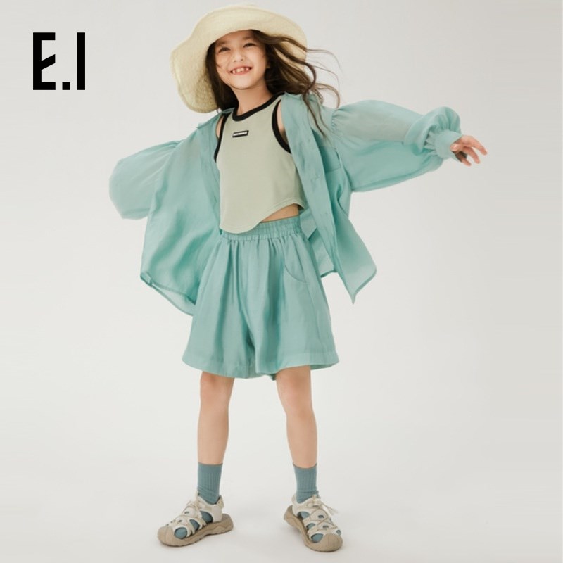 【薄荷曼波】ei童装女童轻薄款套装夏装长袖空调服皮肤衣两件套