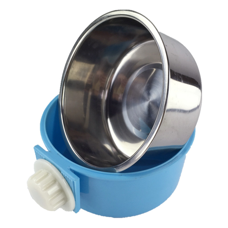 宠物不锈钢狗盆狗碗挂式猫碗中小型犬防打翻狗盘水碗笼子固定单碗