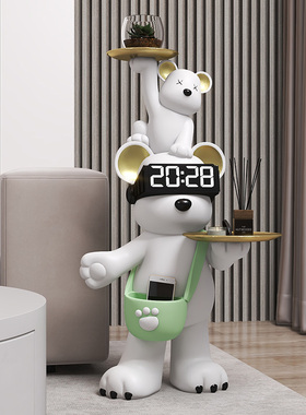 奶油风北极熊存钱罐落地摆件客厅电视柜沙发旁装饰品乔迁开业礼品