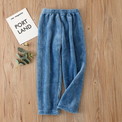 秋冬儿童法兰绒暖暖裤男女童加厚款保暖长裤中大童珊瑚绒居家睡裤