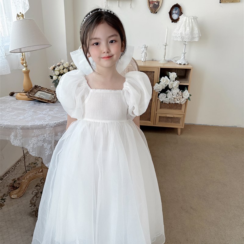 儿童礼服女童发光生日公主裙夏季小女孩主持人花童婚礼钢琴演出服