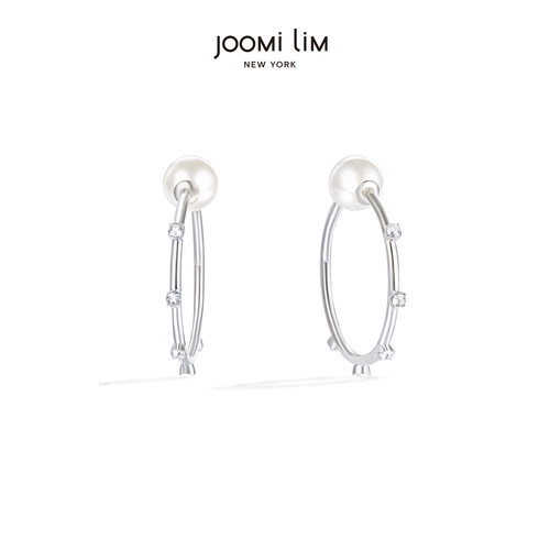 JOOMiLiM茱蜜小号水晶圆环珍珠耳环圆形耳钉女轻奢高级感小众百搭