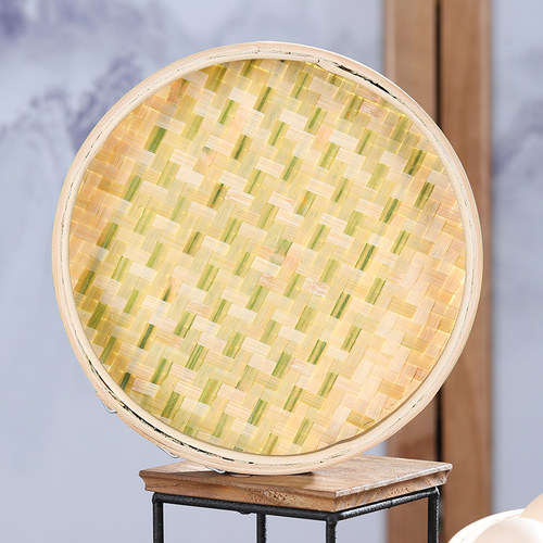 手工竹编肠粉簸箕竹编蒸肠粉圆簸箕竹匾晾晒装饰竹制品