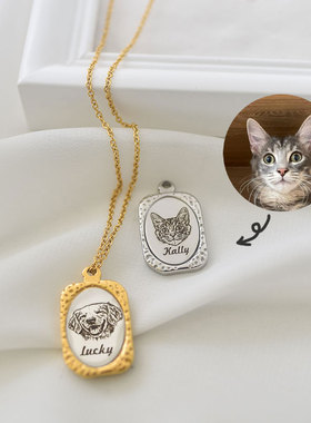 新款宠物猫狗仓鼠鹦鹉项链来图定制照片头像名字情人节纪念礼物