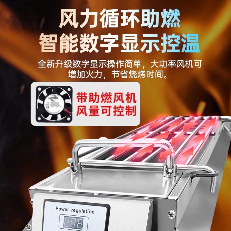 包钢烧烤炉加厚隔热商用烧烤架夜市户外摆摊木炭烤串炉带风机定制