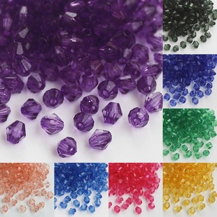 彩色6mm菱形珠子diy串珠编织动物包包材料散珠手串透明亚克力珠