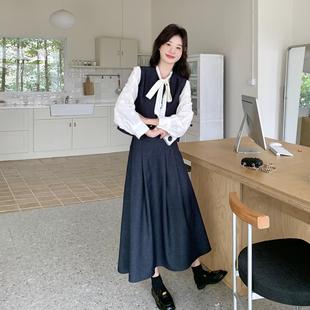 高级感显瘦衬衫 2025新款 半身裙三件套 裙女秋季 韩系小香风马甲套装