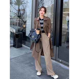英伦风气质流行显瘦高级感大衣 2025新款 卡其色长款 风衣外套女秋季