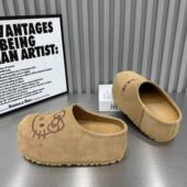 品牌2025新款 舒适KT猫卡通包头半拖鞋 休闲女鞋 真皮厚底百搭AB版