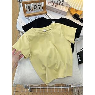 春夏季 百搭显瘦半袖 纯棉圆领短袖 短款 上衣ins潮 t恤女修身 2025新款