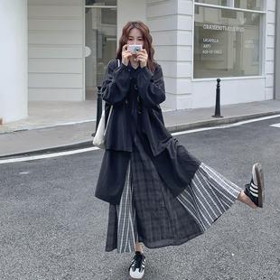 穿搭一整套森系法式 韩系叠穿长袖 2025新款 女秋季 三件套 连衣裙套装