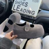 品牌软皮休闲魔术贴JK乐福灰色增高松糕小个子勃肯玛丽珍厚底鞋 女