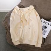 韩版 薄款 ins潮小个子短款 奶白色卫衣女2025春秋新款 拉链开衫 外套