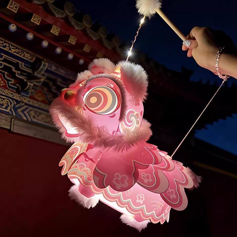 醒狮灯笼国潮元宵节新年元旦中秋节幼儿园豪华手提灯笼带灯手提灯图片