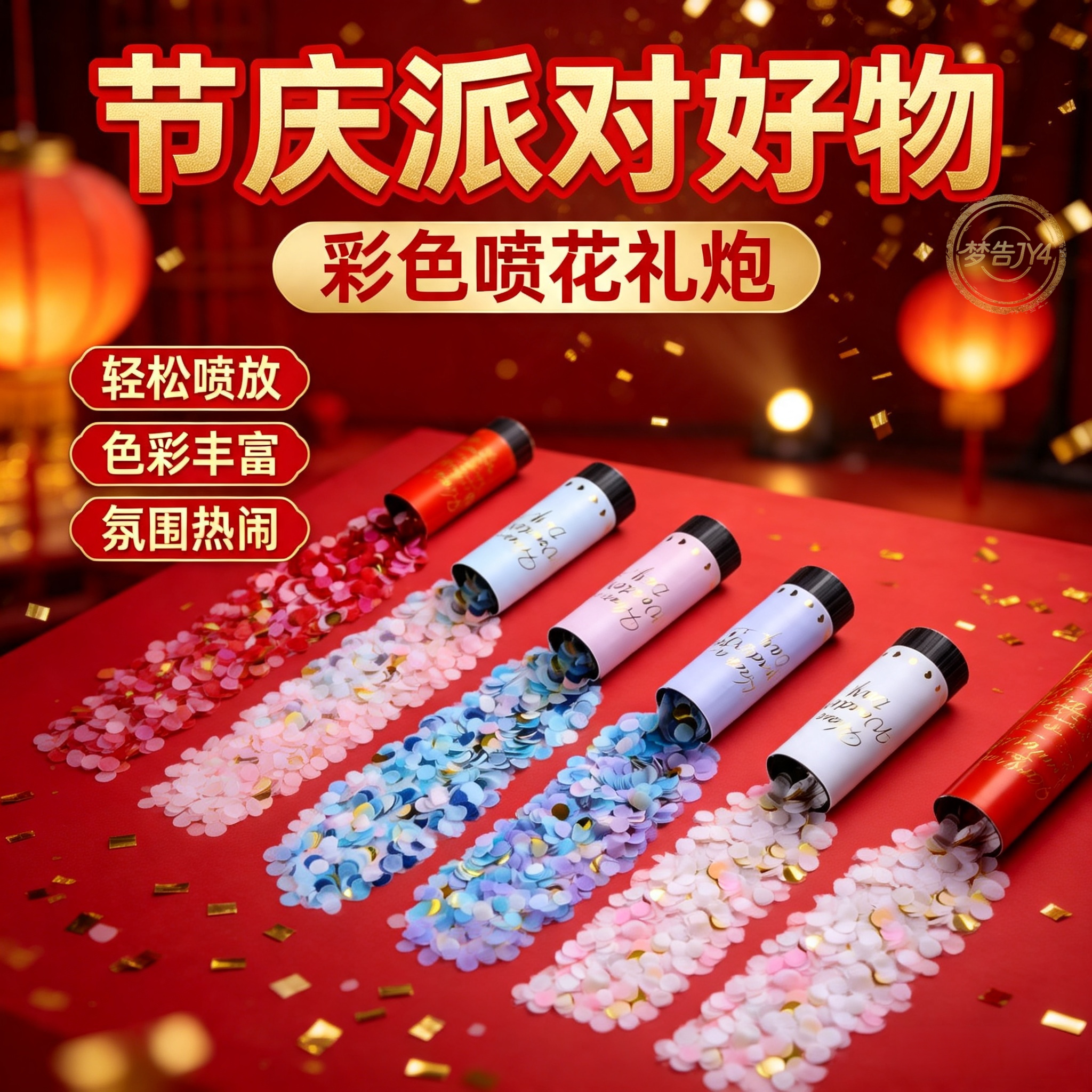 七彩礼炮开业婚庆派对喷花图片
