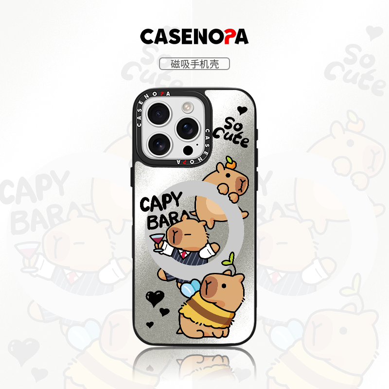 CASENOPA×卡皮巴拉联名适用苹果16promax手机壳可爱防摔iPhone15pro磁吸保护套14plus卡通女生13pm官外壳12i