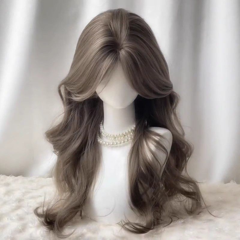 免戴发网假发女薄荷米粽中分八字刘海长卷发高颅顶头顶增发补发片