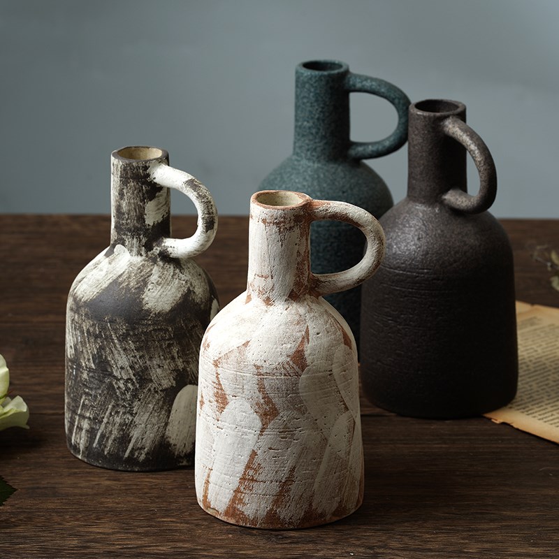 象有秘密复古陶瓷花瓶轻奢高级感插花干花景德镇中古中式客厅摆件