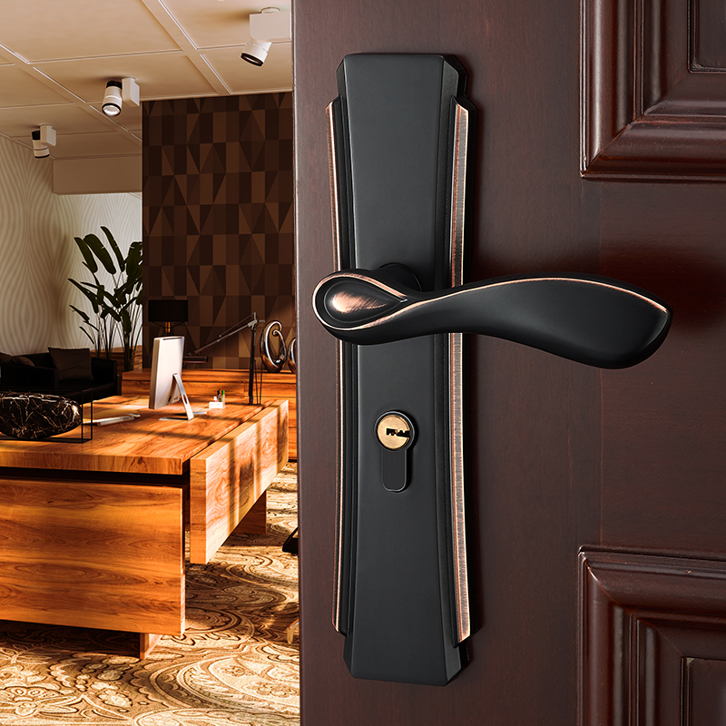 新中式门锁室内卧室现代简约门锁家用房间门实木门锁静音白色锁具