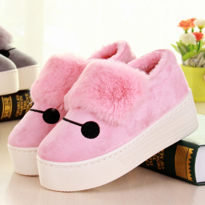 室内家居棉鞋高跟坡跟防滑冬季女士包跟厚底韩版可爱棉拖鞋女冬天