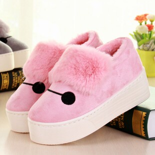 室内家居棉鞋高跟坡跟防滑冬季女士包跟厚底韩版可爱棉拖鞋女冬天