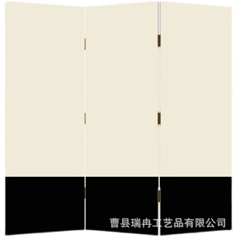 极简风木质屏风客厅隔断装饰背景墙黑白拼接遮挡可移动实木屏风