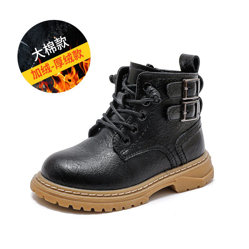 男童马丁靴2024秋冬季新款英伦风男孩短靴儿童加绒保暖靴子潮单靴