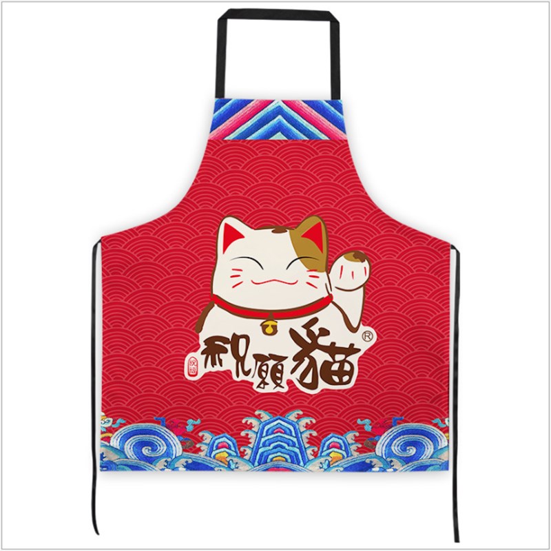 厨房围裙满版印图咖啡店奶茶店防油防污工作服DIY定制印图印logo