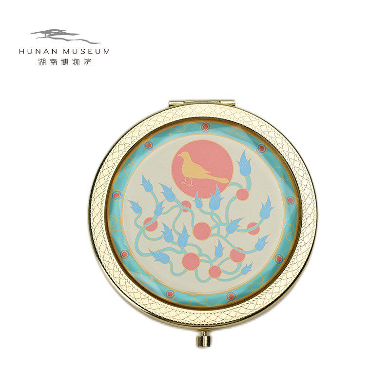 新款湖南博物院太阳神树化妆镜子折叠便携小巧送女朋友闺蜜生日礼