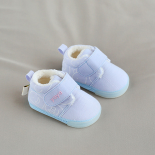 学步鞋女宝宝加厚棉鞋冬季0一1-2岁软底婴儿鞋加绒不掉鞋男童鞋子