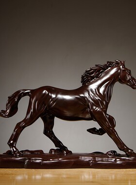 黑檀木马到成功摆件实木质雕刻生肖马工艺品家居办公室装饰工艺品
