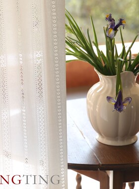 Inari伊纳里 白色镂空剪影纱竖纹纯色窗纱窗帘定制客厅现代不透人