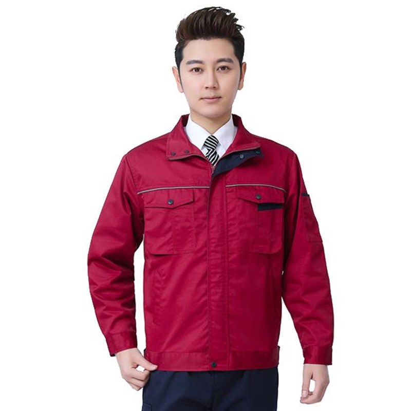 秋冬长袖工作服套装大码天蓝枣红工厂车间灰色上班物业保洁服工服