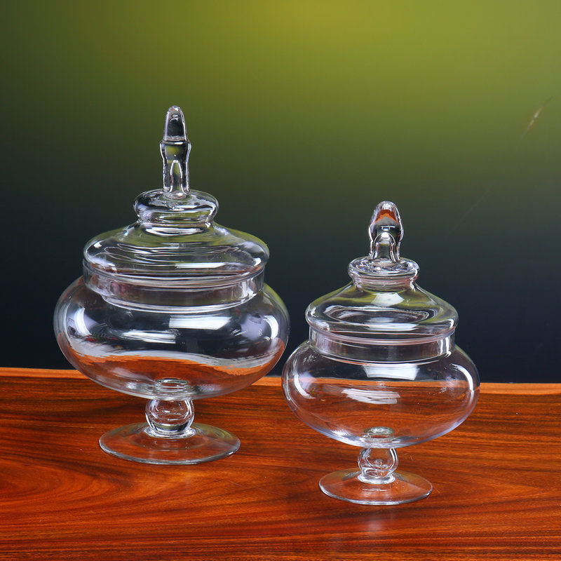 欧式家居摆件经典糖果罐带盖玻璃瓶透明收纳罐欧式糖缸婚庆糖缸