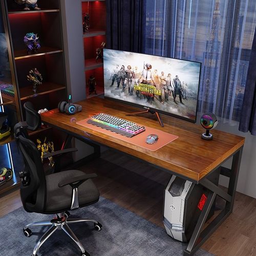 实木台式电脑桌简约家用长条办公桌工作台双人小型学习桌电竞桌子