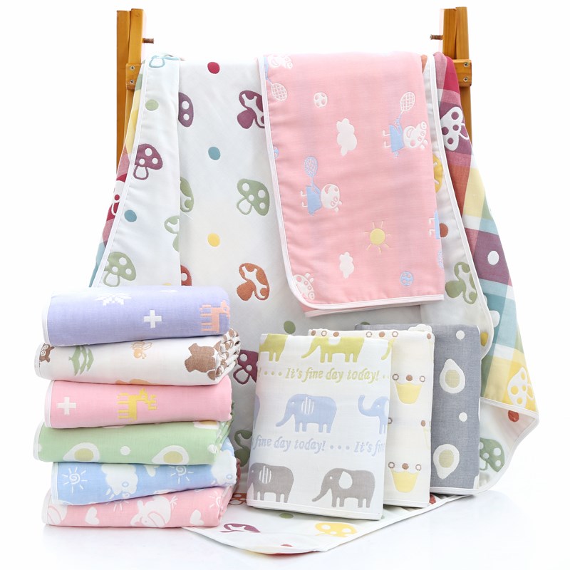 6层纯棉纱布儿童毛巾被婴儿毯子夏季薄款午睡盖毯宝宝童被80*80cm