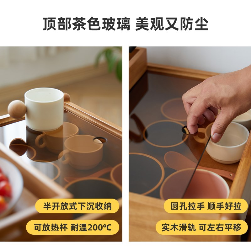 实木茶几客厅可移动边几家用简约带轮小推车小户型沙发边柜置物柜