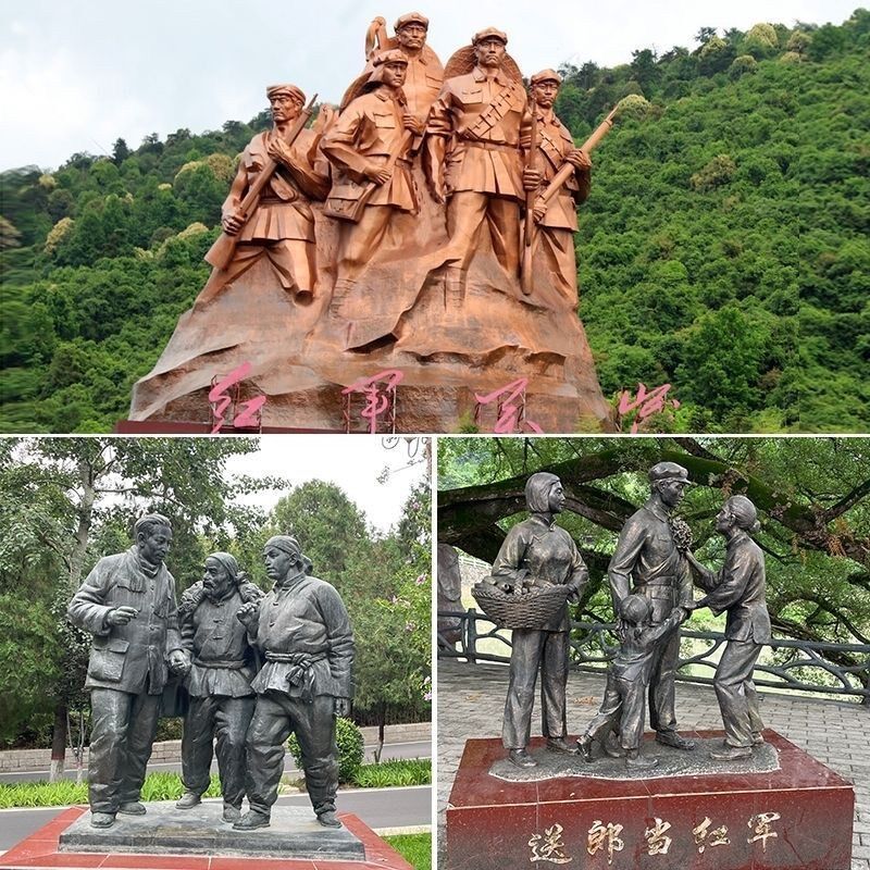玻璃钢人物雕塑定制彷铜浮雕民俗校园红军落地户外景观抽象摆件