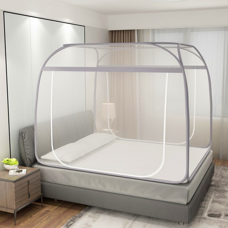 蒙古包蚊帐家用公主风1.5米免安装方顶折叠帐篷1.2无需支架1.8m床