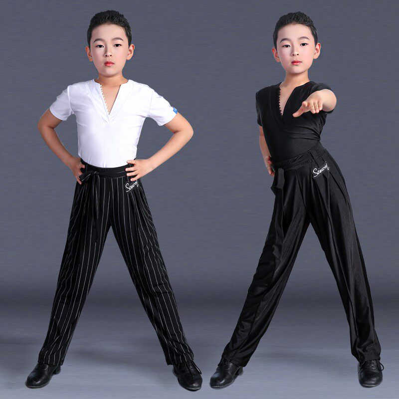 2021新款专业儿童少儿t男拉丁舞服男童男孩男生长袖练功服服装套