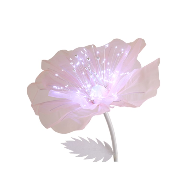 新款婚庆道具发光纱花森系T台路引灯光花瓣背景屏风迎宾区装饰花