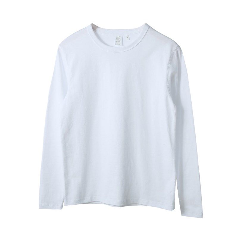 高级感春季重磅300克碳素磨毛圆领白色长袖T恤打底衫男女青年