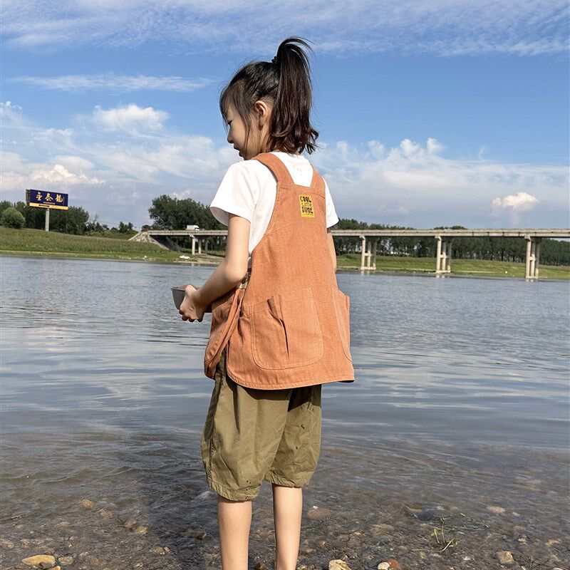 儿童围裙简约成人罩衣防污幼儿园活动班服美术画画亲子定制印logo