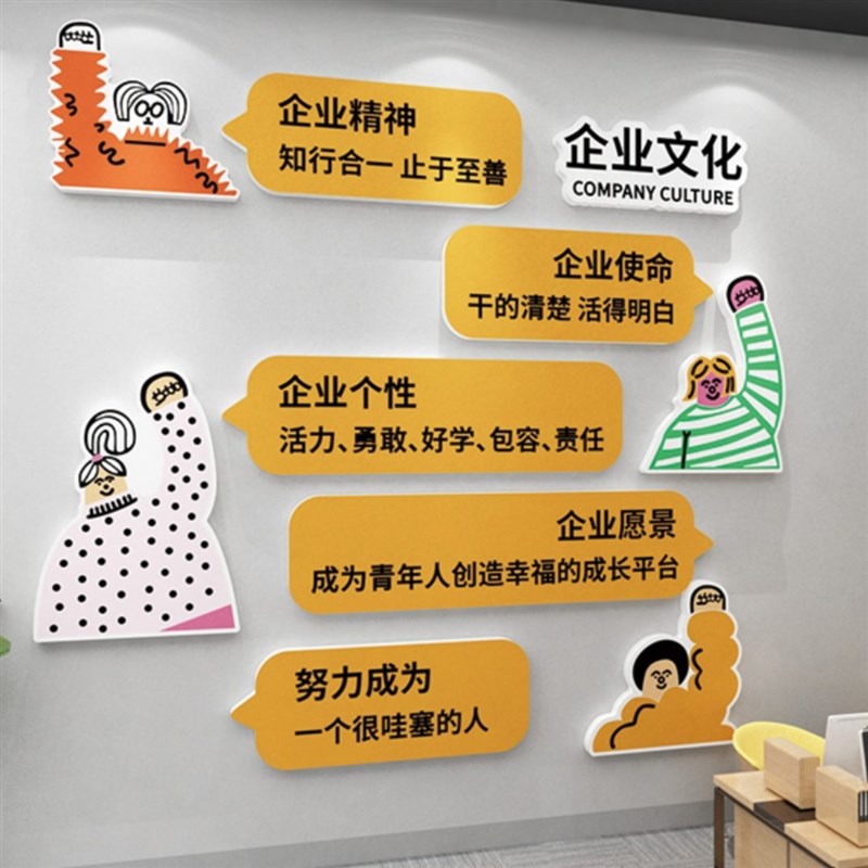 围布氛象形办公室墙面装饰置感高级励志标语企业文化司贴挂画背景图片