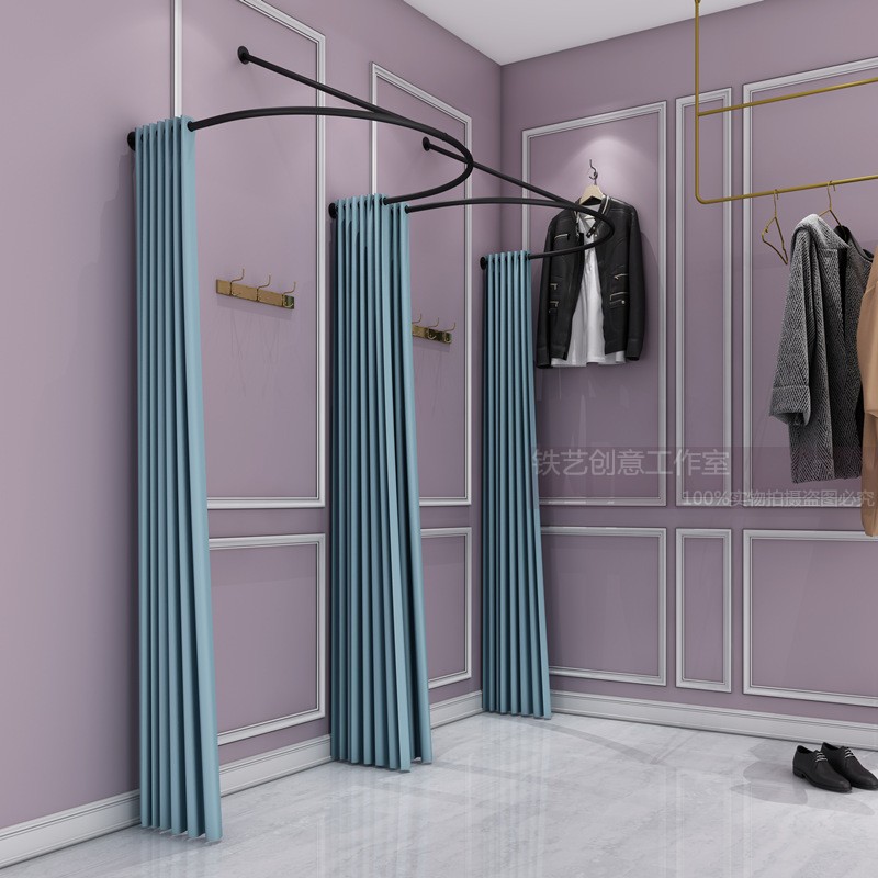 定制U形型试衣杆窗帘店服装店试衣间门帘 试衣帘 试衣圈 更衣室