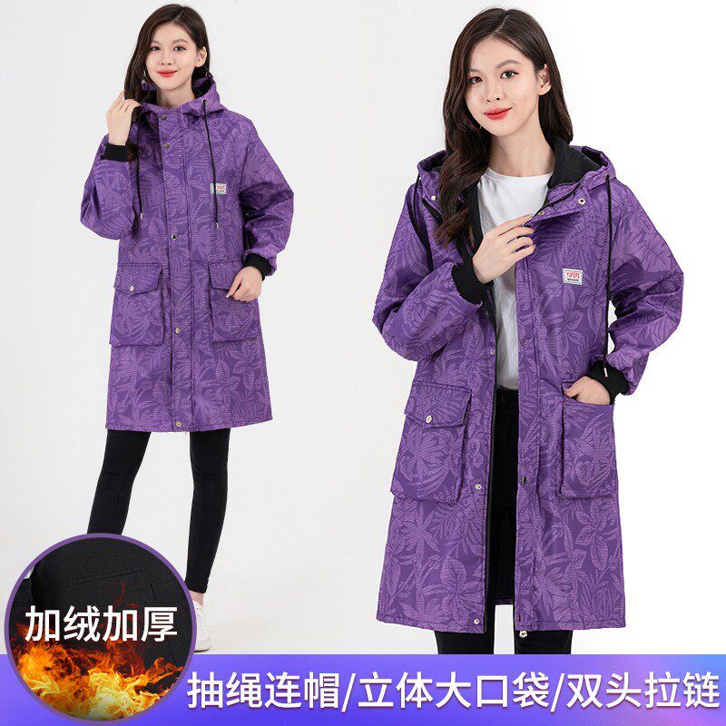 加绒罩衣女新款加厚冬季定制秋冬防水工作服男大褂有袖套冬天迷彩