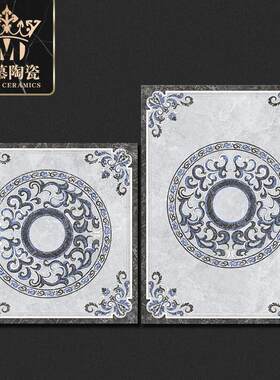 定制平面灰色圆形地面拼花w瓷砖大厅玄关客餐厅拼图地砖豪华装修